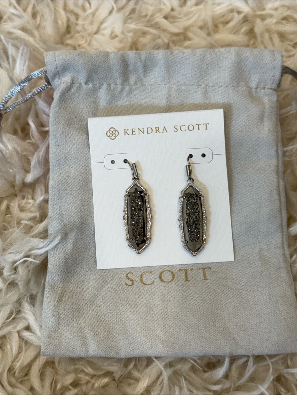 Kendra Scott Platinum Drusy and Silver Fran Earrings